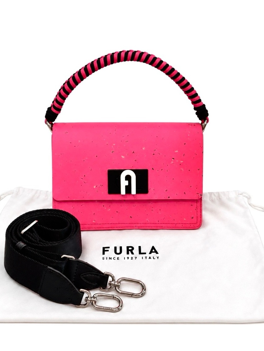 FURLA 1927 Hot Pink “Toni Fucsia” Soft Mini Crossbody Handbag W/ Dustbag